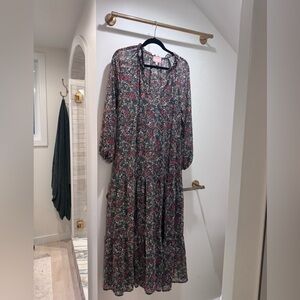Show Me Your MuMu Red and Black Floral Long Sleeve Dress
